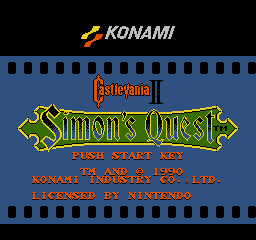 Castlevania II Simon's Quest title screen for NES